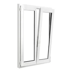 GoodHome Fenêtre 2 vantaux oscillo-battante, tirant droit double vitrage en PVC blanc l.105 x H.158 cm
