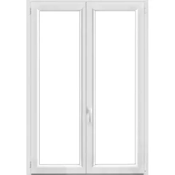 GoodHome Fenêtre 2 vantaux oscillo-battante, tirant droit double vitrage en PVC blanc l.125 x H.158 cm