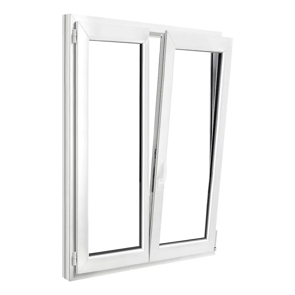 GoodHome Fenêtre 2 vantaux oscillo-battante, tirant droit double vitrage en PVC blanc l.125 x H.158 cm