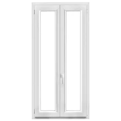 Fenêtre 2 vantaux oscillo-battante, tirant droit double vitrage en PVC blanc l.85 x H.158 cm-GoodHome