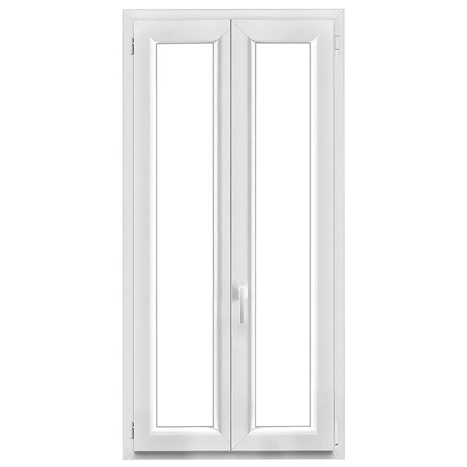 Fenêtre 2 vantaux oscillo-battante, tirant droit double vitrage en PVC blanc l.85 x H.158 cm-GoodHome