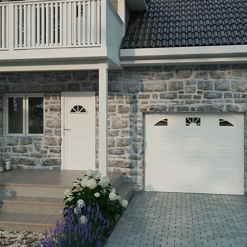 Fenêtre 2 vantaux oscillo-battante, tirant droit double vitrage en PVC blanc l.85 x H.158 cm-GoodHome