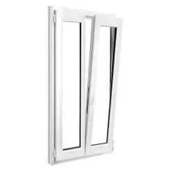 Fenêtre 2 vantaux oscillo-battante, tirant droit double vitrage en PVC blanc l.85 x H.158 cm-GoodHome