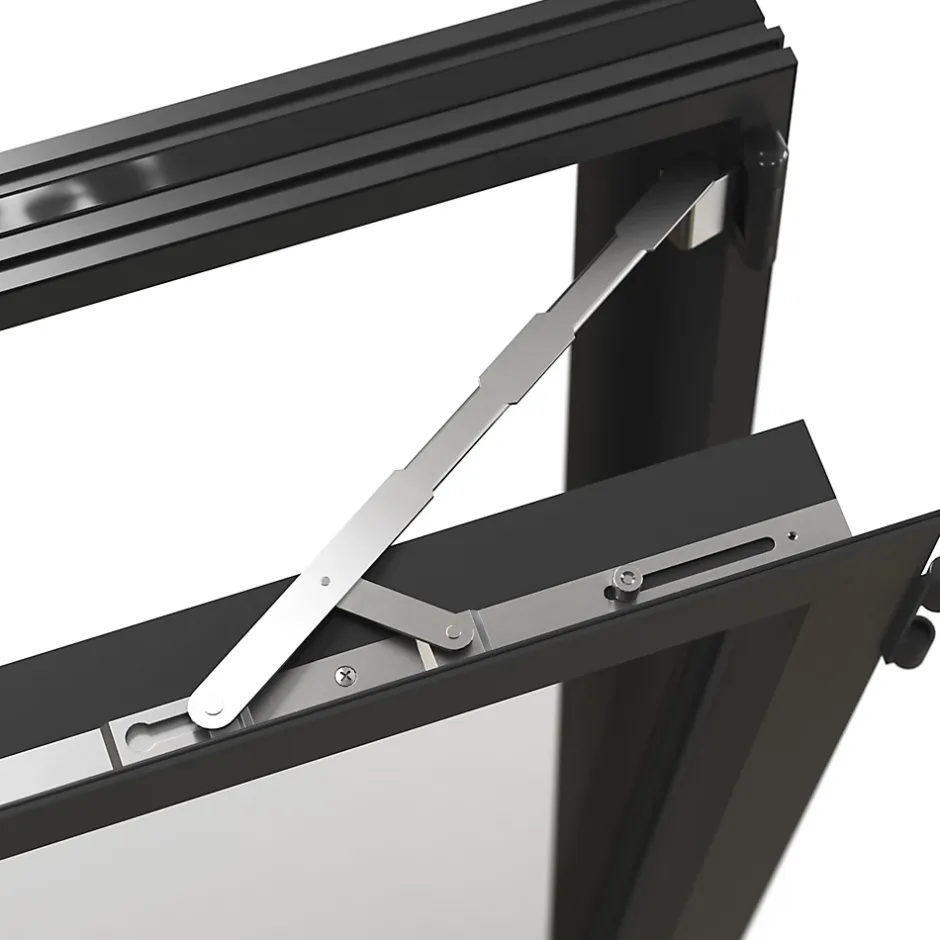 GoodHome Fenêtre 2 vantaux oscillo-battante, tirant droit double vitrage en aluminium gris l.123 x H.107 cm