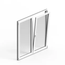 GoodHome Fenêtre 2 vantaux oscillo-battante, tirant droit double vitrage en aluminium blanc l.123 x H.117 cm