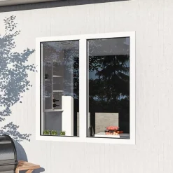 GoodHome Fenêtre 2 vantaux oscillo-battante, tirant droit double vitrage en aluminium blanc l.123 x H.117 cm