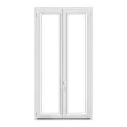 Fenêtre 2 vantaux oscillo-battante, tirant droit double vitrage en PVC blanc l.105 x H.188 cm-GoodHome Sale