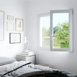 GoodHome Fenêtre 2 vantaux oscillo-battante, tirant droit double vitrage en PVC blanc l.125 x H.148 cm