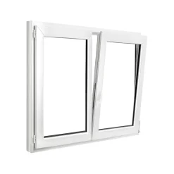 Fenêtre 2 vantaux oscillo-battante, tirant droit double vitrage en PVC blanc l.145 x H.128 cm-GoodHome Hot