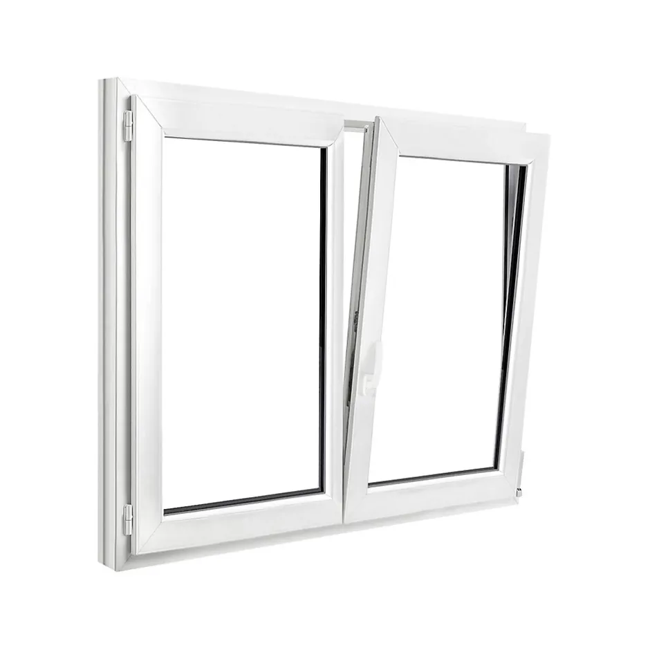 Fenêtre 2 vantaux oscillo-battante, tirant droit double vitrage en PVC blanc l.145 x H.128 cm-GoodHome Hot