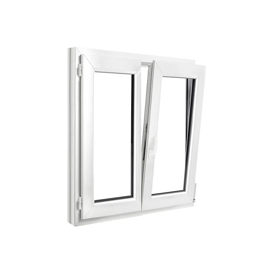 GoodHome Fenêtre 2 vantaux oscillo-battante, tirant droit double vitrage en PVC blanc l.105 x H.108 cm