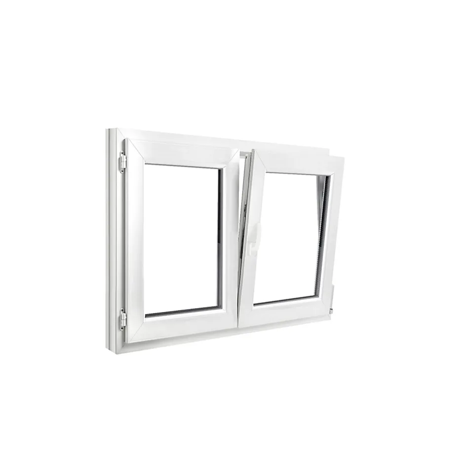 Fenêtre 2 vantaux oscillo-battante, tirant droit double vitrage en PVC blanc l.105 x H.78 cm-GoodHome
