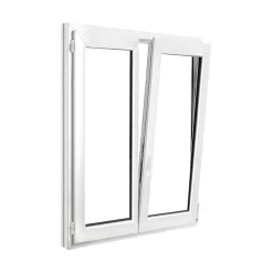 GoodHome Fenêtre 2 vantaux oscillo-battante, tirant droit double vitrage en PVC blanc l.105 x H.138 cm