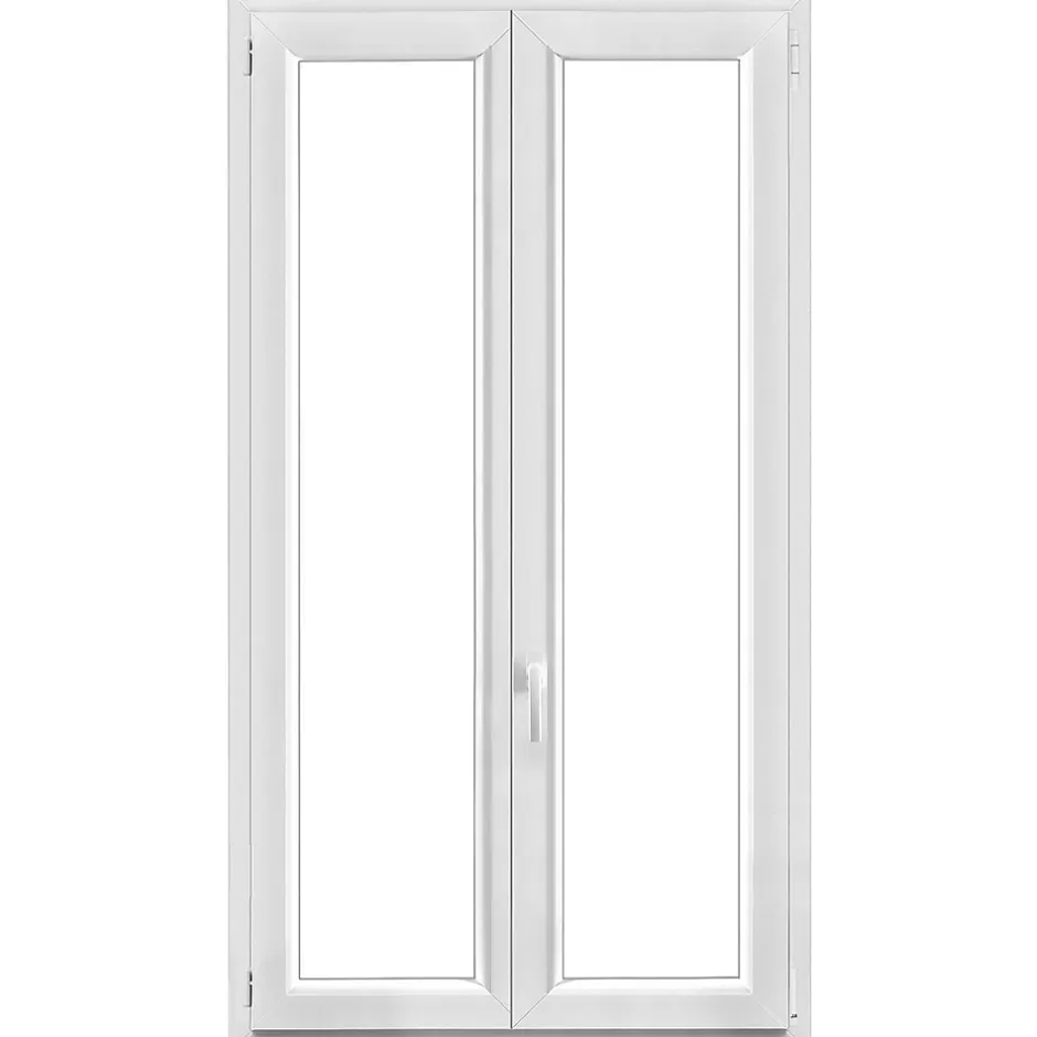 Fenêtre 2 vantaux oscillo-battante, tirant droit double vitrage en PVC blanc l.105 x H.178 cm-GoodHome Discount