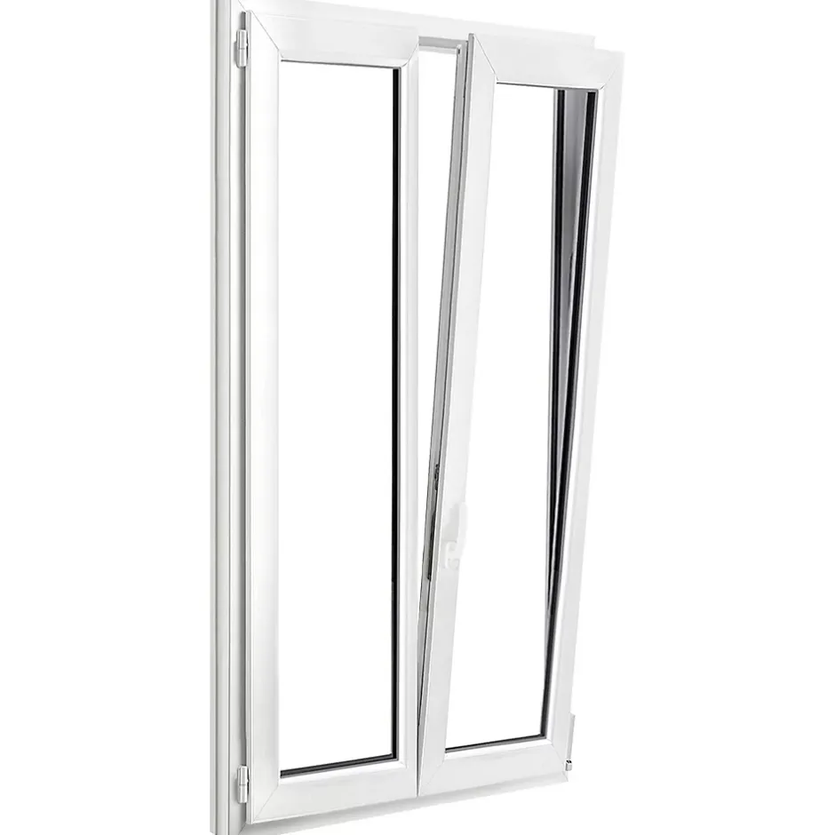 Fenêtre 2 vantaux oscillo-battante, tirant droit double vitrage en PVC blanc l.105 x H.178 cm-GoodHome Discount