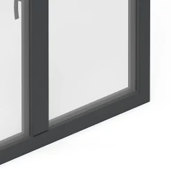 Fenêtre 2 vantaux oscillo-battante, tirant droit double vitrage en aluminium gris l.103 x H.127 cm-GoodHome Outlet