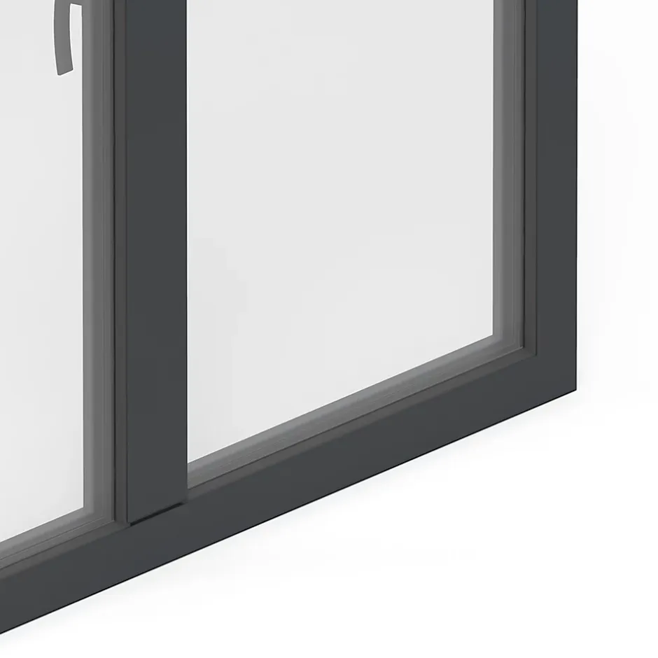 Fenêtre 2 vantaux oscillo-battante, tirant droit double vitrage en aluminium gris l.103 x H.127 cm-GoodHome Outlet