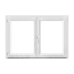 GoodHome Fenêtre 2 vantaux oscillo-battante, tirant droit double vitrage en PVC blanc l.145 x H.98 cm