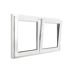 GoodHome Fenêtre 2 vantaux oscillo-battante, tirant droit double vitrage en PVC blanc l.145 x H.98 cm