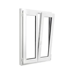Fenêtre 2 vantaux oscillo-battante, tirant droit double vitrage en PVC blanc l.85 x H.128 cm-GoodHome Hot