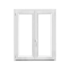 GoodHome Fenêtre 2 vantaux oscillo-battante, tirant droit double vitrage en PVC blanc l.105 x H.128 cm