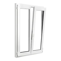 Fenêtre 2 vantaux oscillo-battante, tirant droit double vitrage en PVC blanc l.95 x H.148 cm-GoodHome