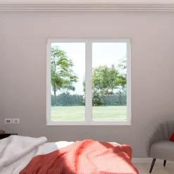 GoodHome Fenêtre 2 vantaux oscillo-battante, tirant droit double vitrage en aluminium blanc l.103 x H.97 cm