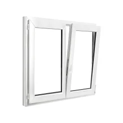 GoodHome Fenêtre 2 vantaux oscillo-battante, tirant droit double vitrage en PVC blanc l.125 x H.118 cm