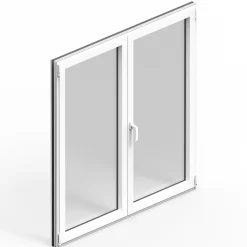 GoodHome Fenêtre 2 vantaux oscillo-battante, tirant droit double vitrage en aluminium blanc l.123 x H.127 cm