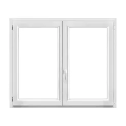 GoodHome Fenêtre 2 vantaux oscillo-battante, tirant droit double vitrage en PVC blanc l.145 x H.118 cm