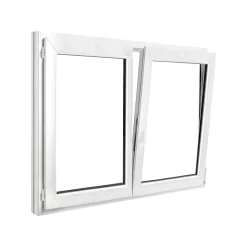 GoodHome Fenêtre 2 vantaux oscillo-battante, tirant droit double vitrage en PVC blanc l.145 x H.118 cm