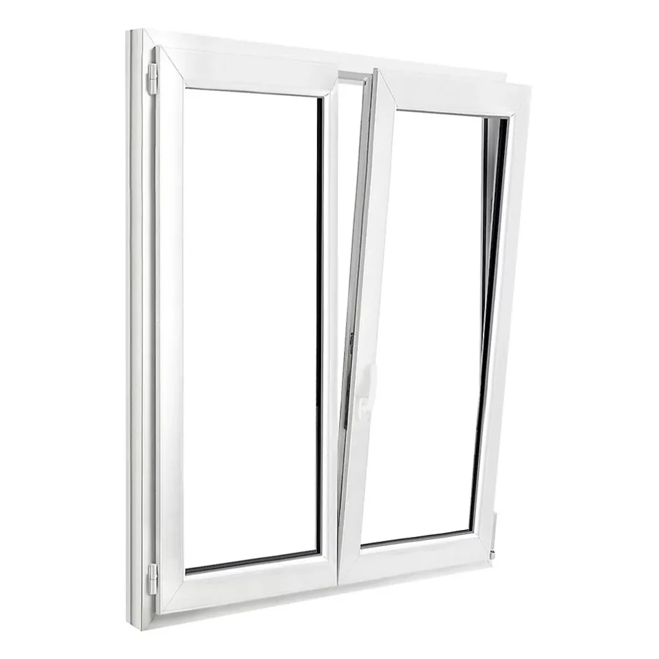 Fenêtre 2 vantaux oscillo-battante, tirant droit double vitrage en PVC blanc l.145 x H.148 cm-GoodHome Clearance