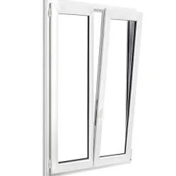Fenêtre 2 vantaux oscillo-battante, tirant droit double vitrage en PVC blanc l.125 x H.168 cm-GoodHome Online