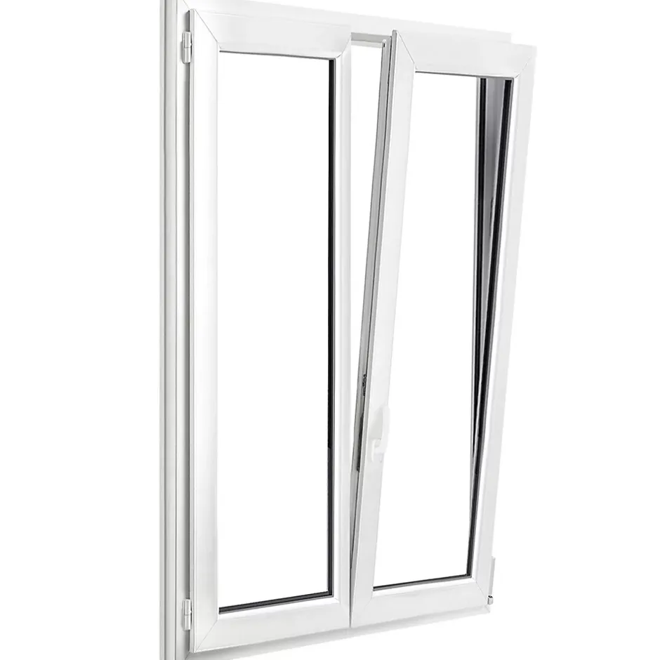 Fenêtre 2 vantaux oscillo-battante, tirant droit double vitrage en PVC blanc l.125 x H.168 cm-GoodHome Online
