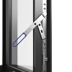 GoodHome Fenêtre 2 vantaux oscillo-battante, tirant droit double vitrage en aluminium Gris l.103 x H.77 cm