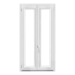Fenêtre 2 vantaux oscillo-battante, tirant droit double vitrage en PVC blanc l.85 x H.148 cm-GoodHome Discount
