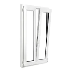 Fenêtre 2 vantaux oscillo-battante, tirant droit double vitrage en PVC blanc l.85 x H.148 cm-GoodHome Discount