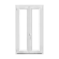 GoodHome Fenêtre 2 vantaux oscillo-battante, tirant droit double vitrage en PVC blanc l.85 x H.138 cm