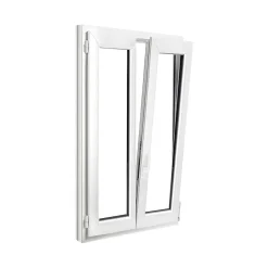 GoodHome Fenêtre 2 vantaux oscillo-battante, tirant droit double vitrage en PVC blanc l.85 x H.138 cm