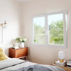 Fenêtre 2 vantaux oscillo-battante, tirant droit double vitrage en PVC blanc l.105 x H.148 cm-GoodHome