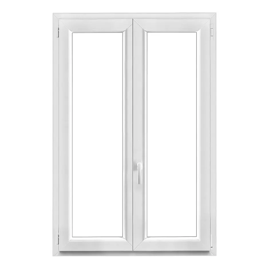 Fenêtre 2 vantaux oscillo-battante, tirant droit double vitrage en PVC blanc l.105 x H.148 cm-GoodHome