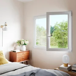 GoodHome Fenêtre 2 vantaux oscillo-battante, tirant droit double vitrage en PVC blanc l.95 x H.118 cm