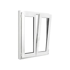 GoodHome Fenêtre 2 vantaux oscillo-battante, tirant droit double vitrage en PVC blanc l.95 x H.118 cm