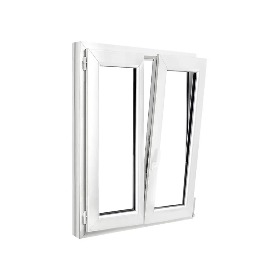 GoodHome Fenêtre 2 vantaux oscillo-battante, tirant droit double vitrage en PVC blanc l.95 x H.118 cm