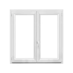 GoodHome Fenêtre 2 vantaux oscillo-battante, tirant droit double vitrage en PVC blanc l.125 x H.125 cm