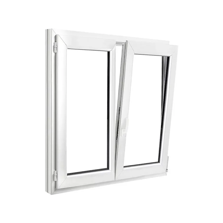 GoodHome Fenêtre 2 vantaux oscillo-battante, tirant droit double vitrage en PVC blanc l.125 x H.125 cm
