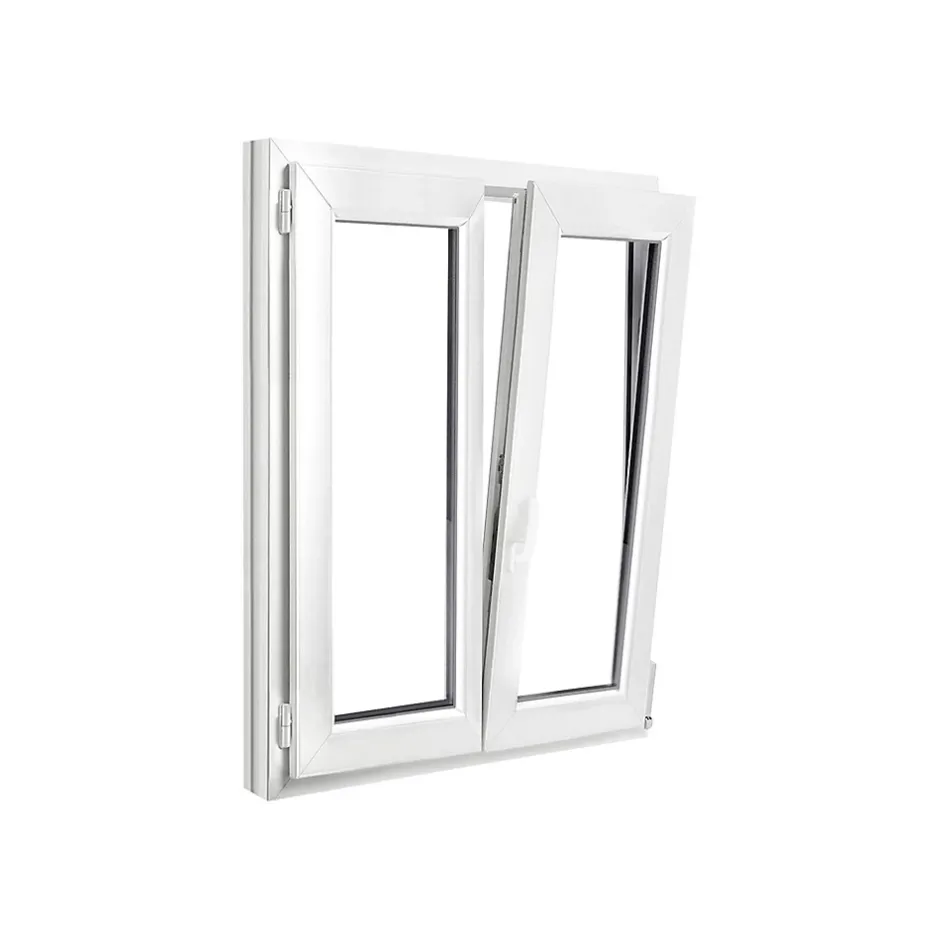 Fenêtre 2 vantaux oscillo-battante, tirant droit double vitrage en PVC blanc l.95 x H.128 cm-GoodHome Outlet