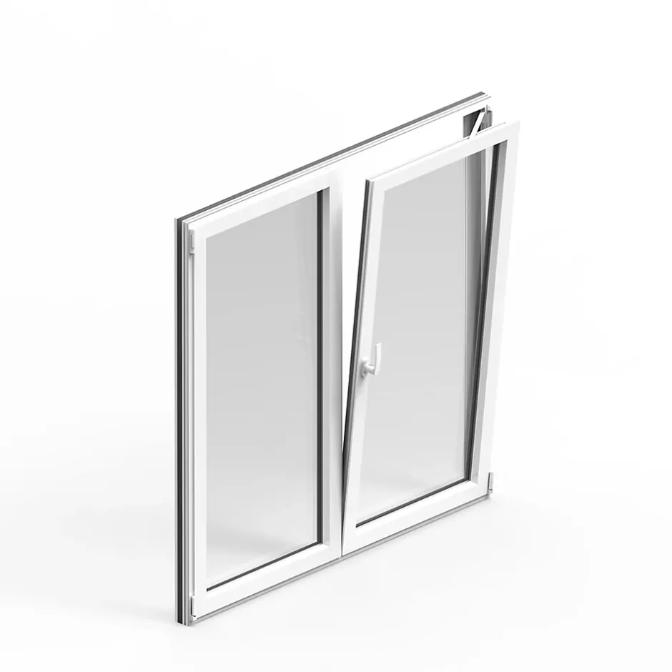 Fenêtre 2 vantaux oscillo-battante, tirant droit double vitrage en aluminium blanc l.103 x H.127 cm-GoodHome Online