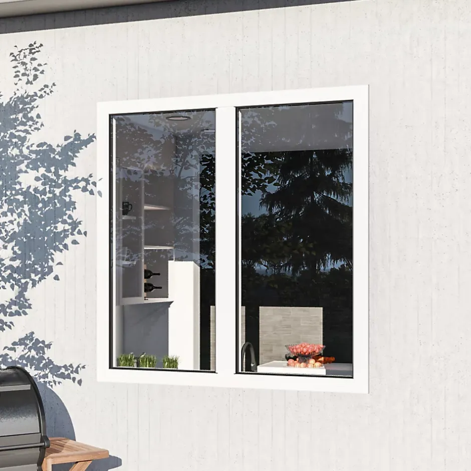 Fenêtre 2 vantaux oscillo-battante, tirant droit double vitrage en aluminium blanc l.103 x H.127 cm-GoodHome Online