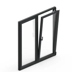 GoodHome Fenêtre 2 vantaux oscillo-battante, tirant droit double vitrage en aluminium gris l.103 x H.137 cm